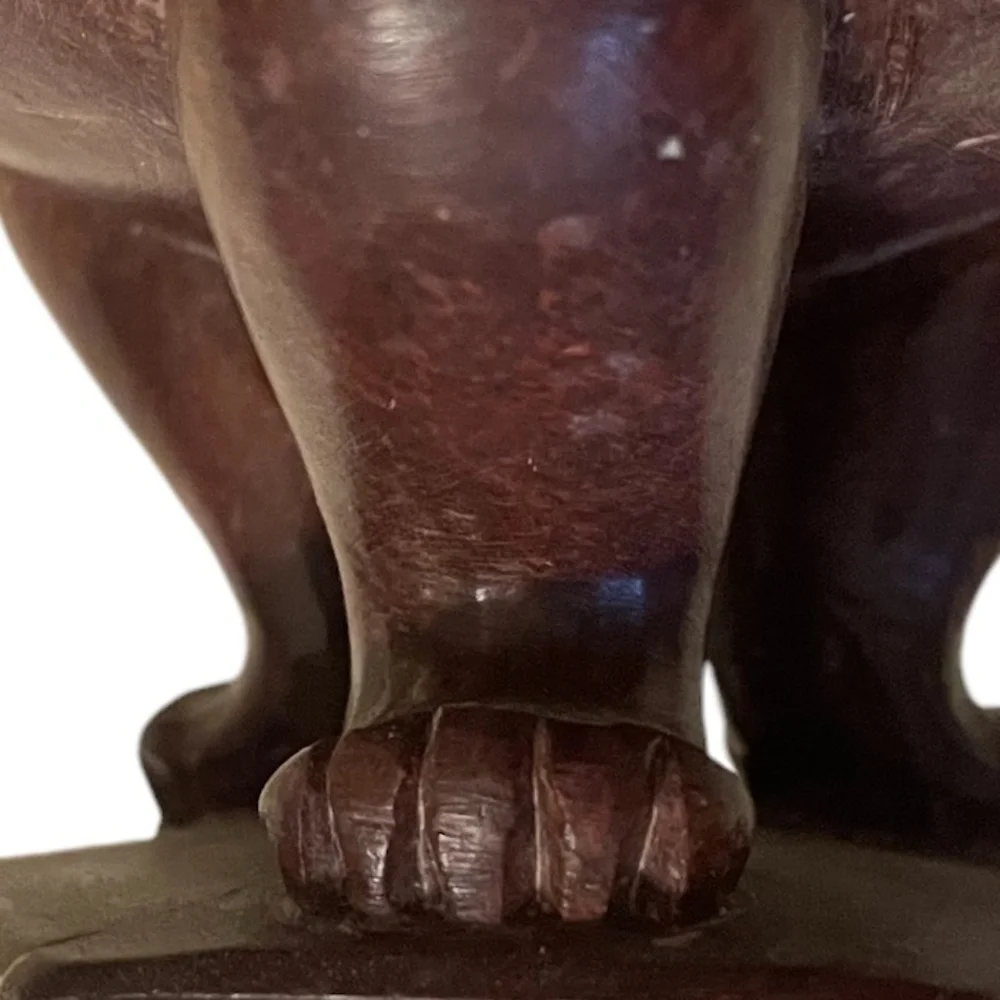 Hand Carved Chinese Footed Soapstone Urn Bowl Numbered‎ Brownish Red
